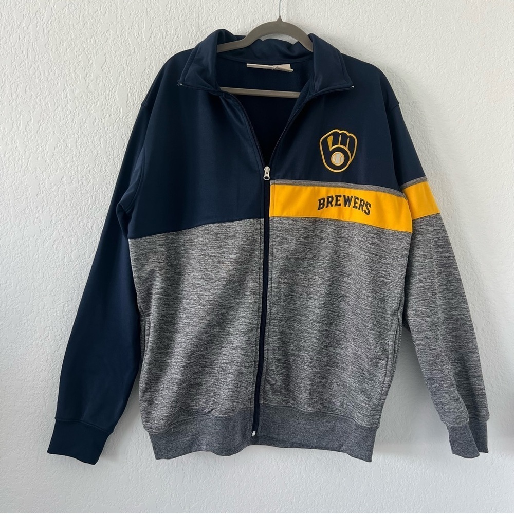 Mens' Fanatics Milwaukee Brewers Full Zip‎ Jacket Size Large Tall